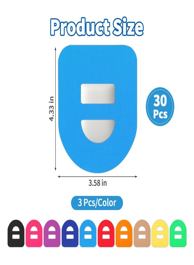 30 قطعة من اللصقات اللاصقة لجهاز Omnipod 5، لصقات لاصقة مقطوعة مسبقًا، لصقة مراقبة الجلوكوز، مثبتات جلدية، أغطية مستشعرات مرضى السكري، 10 ألوان سادة، مقاومة للماء والعرق والصدمات، قابلة للتهوية - Image 2